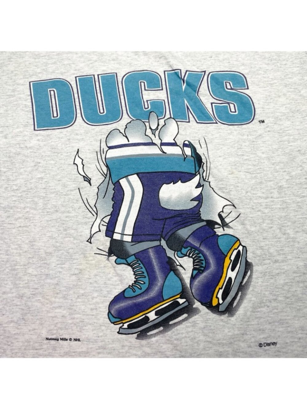 Vintage 90's Nutmeg USA Anaheim Mighty Ducks Disney NHL T-Shirt Men's L - Picture 6 of 15